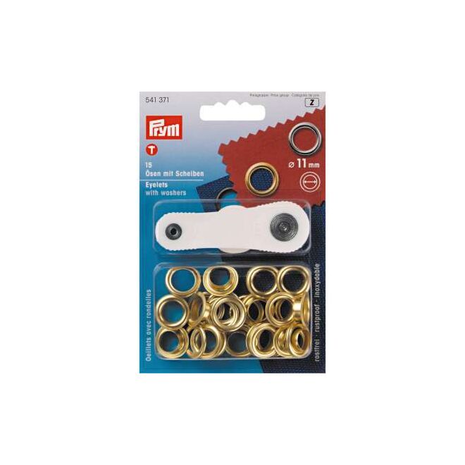 Prym, Ösen mit Scheiben, 11mm, gold