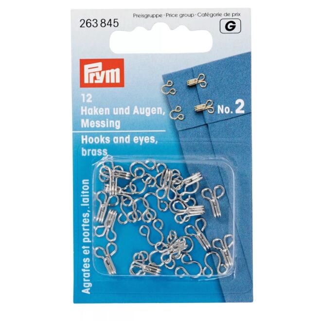 Prym Federhaken und -augen (Haftel), Größe 2, silberfarbig