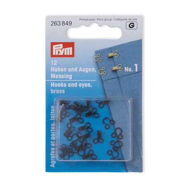 Prym Federhaken und -augen (Haftel), Größe 1, schwarz