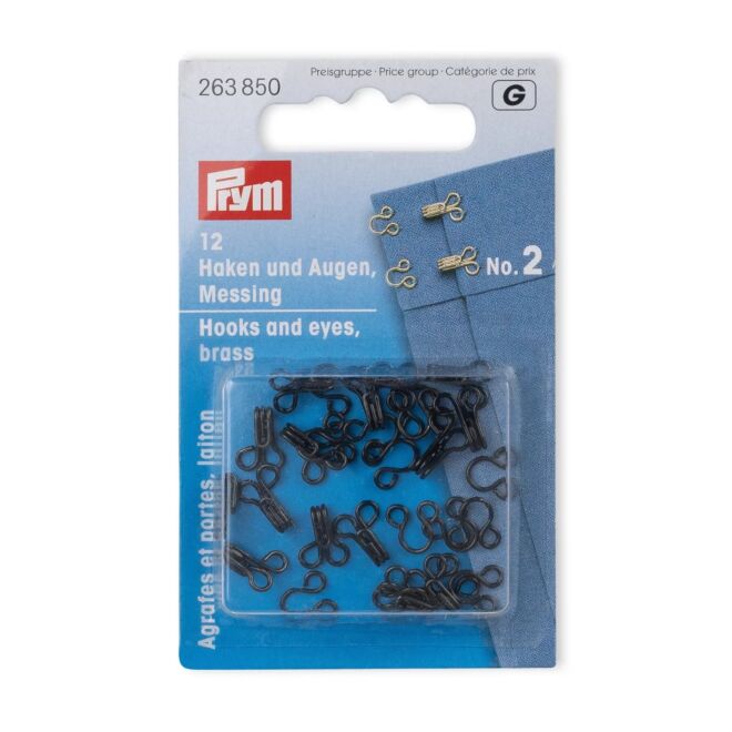 Prym Federhaken und -augen (Haftel), Größe 2, schwarz