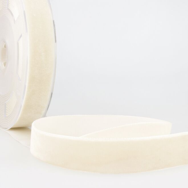 38mm Hochdichtes Samtband ecru
