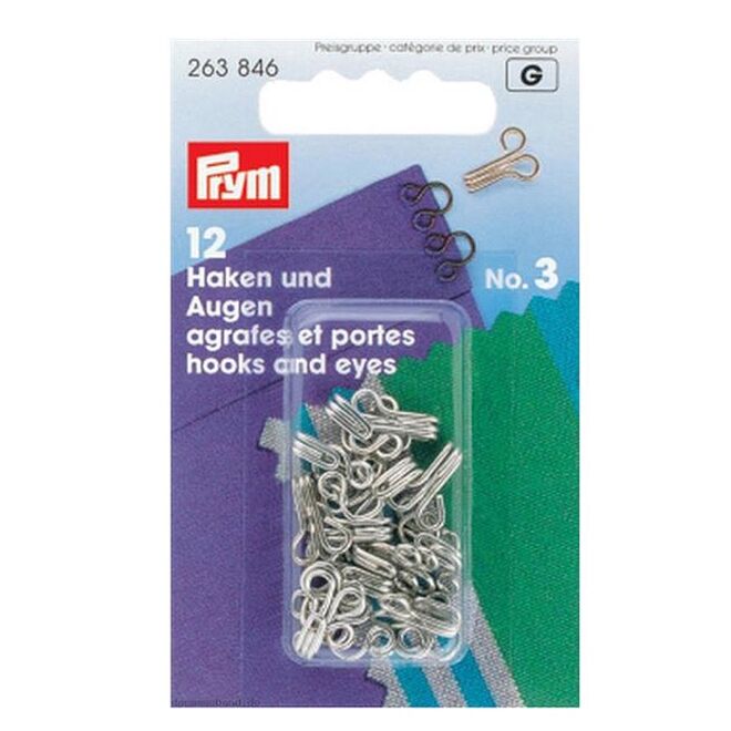 Prym Federhaken und -augen (Haftel), Größe 3, silberfarbig