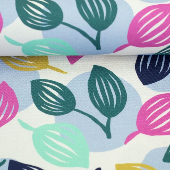 Canvas Dots & Leaves bunt/weiß by Emjo-Design