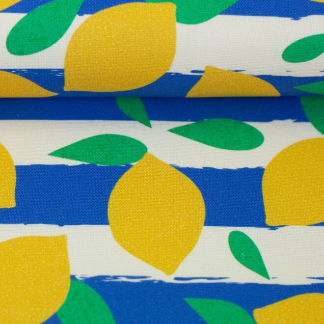 Canvas "Jumble & Zest" Zitronen blau/weiß