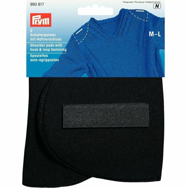 Prym Schulterpolster "Halbmond" mit Klettverschluss M-L, schwarz