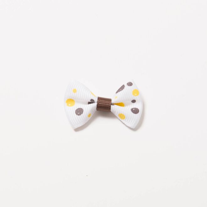 Grosgrain-Schleife Multi 4cm Bubbles weiß-gelb-braun
