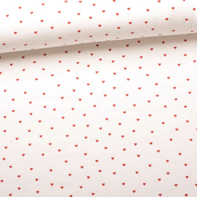 Baumwolljersey Mini Hearts weiß