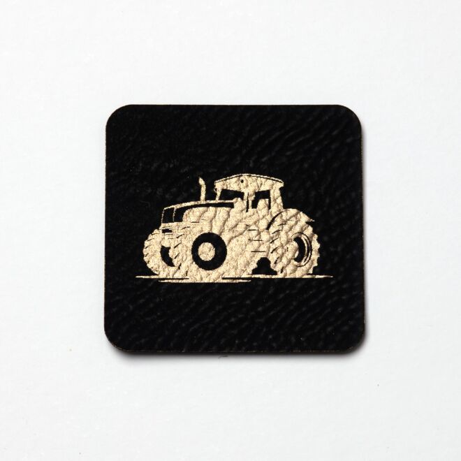 Kunstlederlabel Traktor  (schwarz/gold)