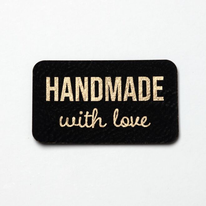 Kunstlederlabel Handmade with love (schwarz/gold)