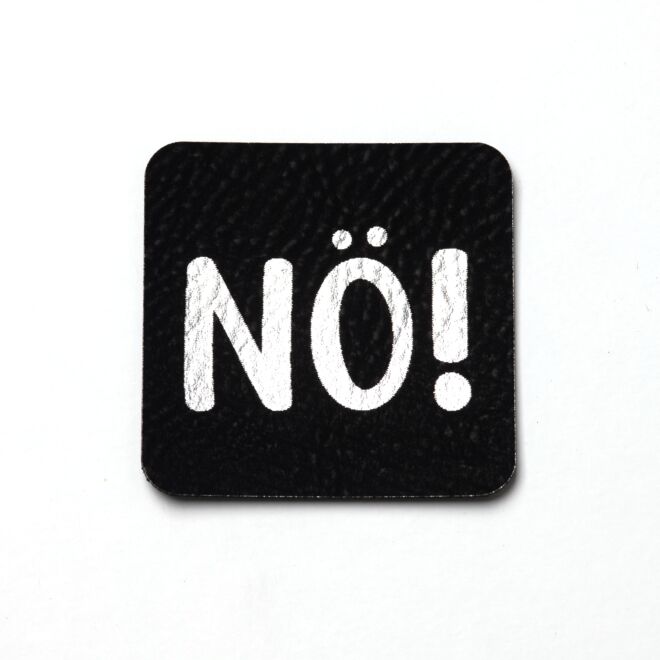 Kunstlederlabel NÖ! (schwarz/silber)