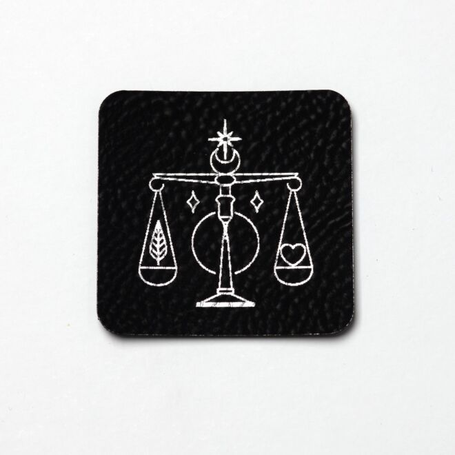 Kunstlederlabel Sternzeichen Waage (schwarz/silber)