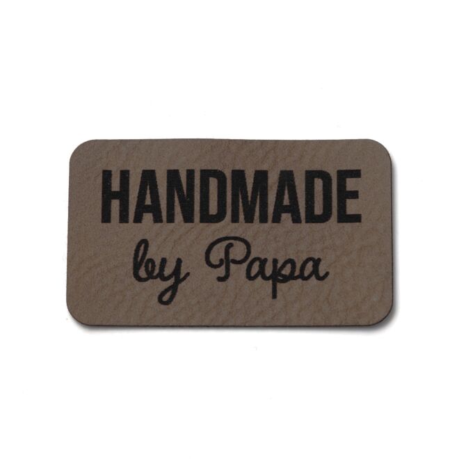 Kunstlederlabel Handmade by Papa (dunkelbraun/schwarz)