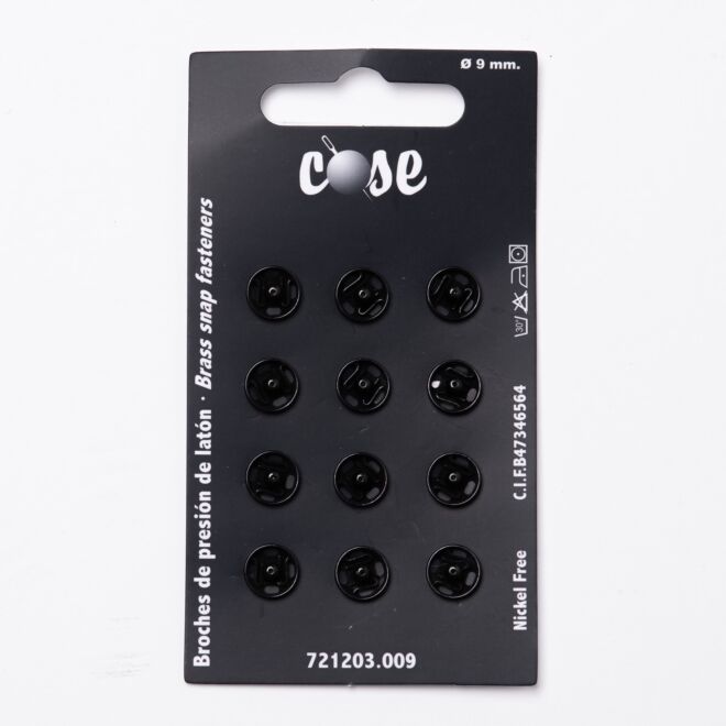 9mm Annäh-Druckknöpfe (12 Stück) schwarz