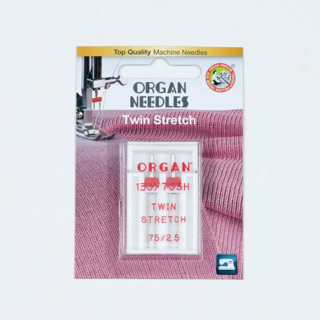 Organ Needles Twin Stretch 75/2,5 mm Doppelnadel 130/705 2 Stück 