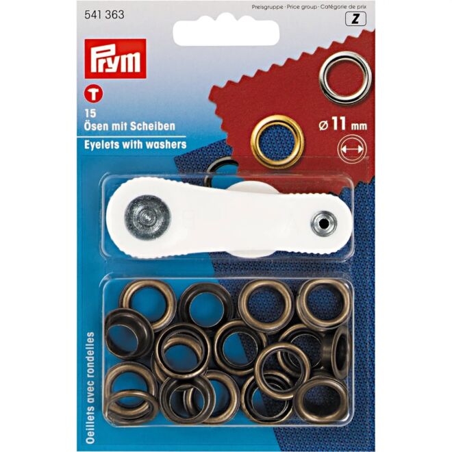 Prym Ösen mit Scheiben 11mm altmessing