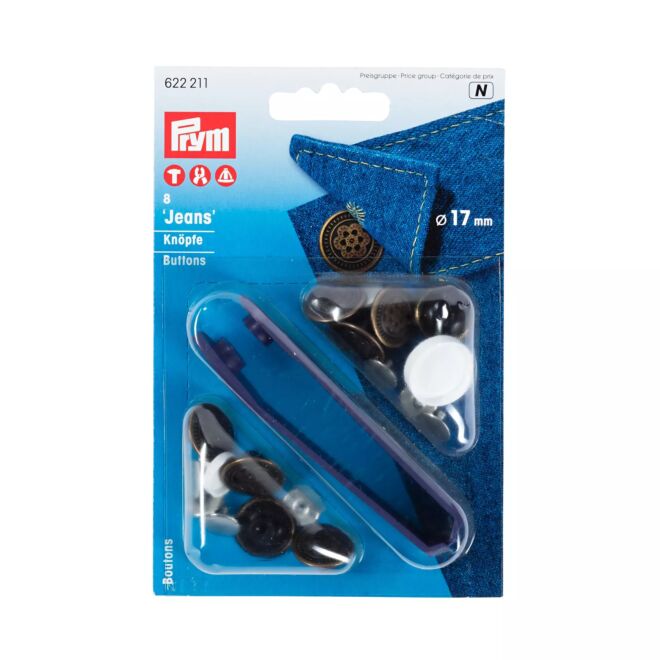 Prym 17mm Nähfrei-Jeans-Knopf "Blume", altmessing