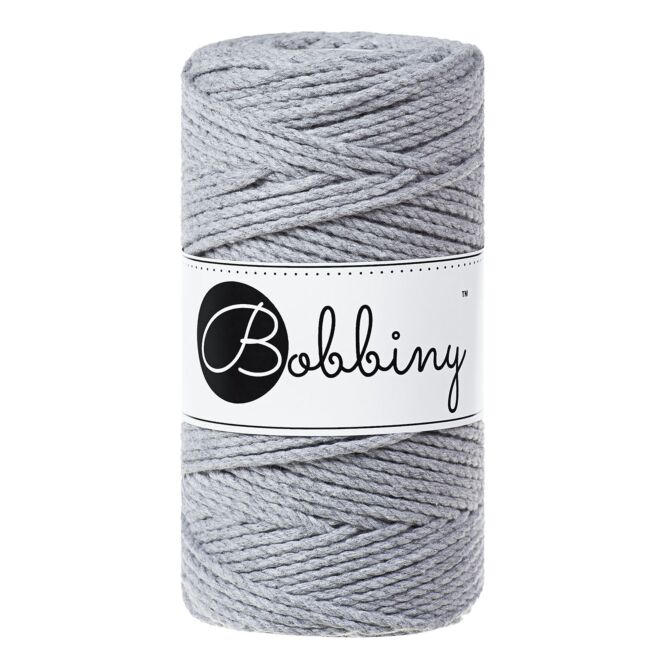 Bobbiny 3mm Macrame-Kordel silver (100m)