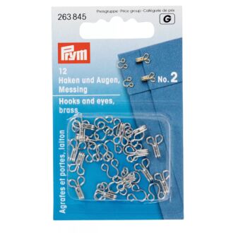 Prym Federhaken und -augen (Haftel), Größe 2, silberfarbig