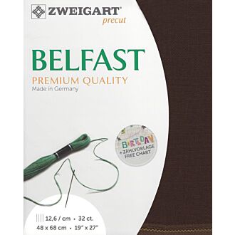 Zweigart Stickleinen Precut Belfast / 9024 dunkelbraun