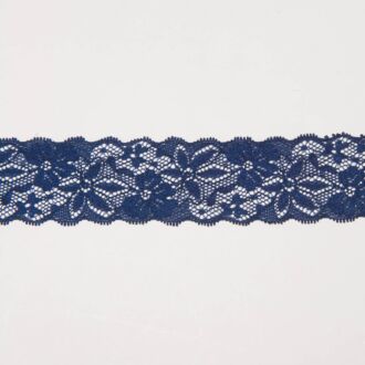 47mm Spitze elastisch Blumen navy