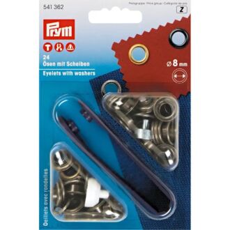Prym Ösen mit Scheiben 8mm altmessing